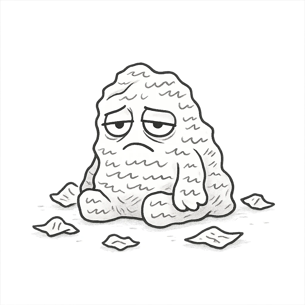 Sad AI slop blob character